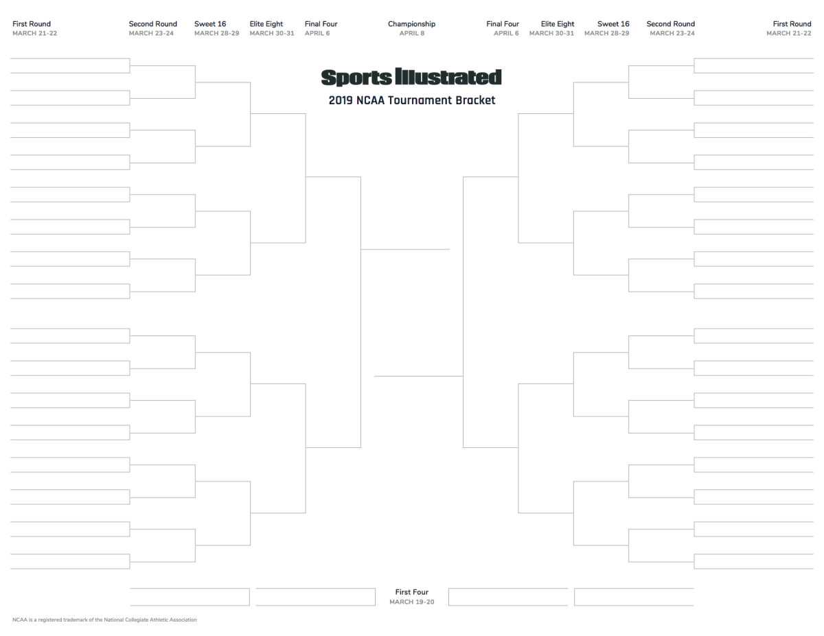 March Madness 2019 Printable Blank Bracket For Ncaa Throughout Blank Ncaa Bracket Template