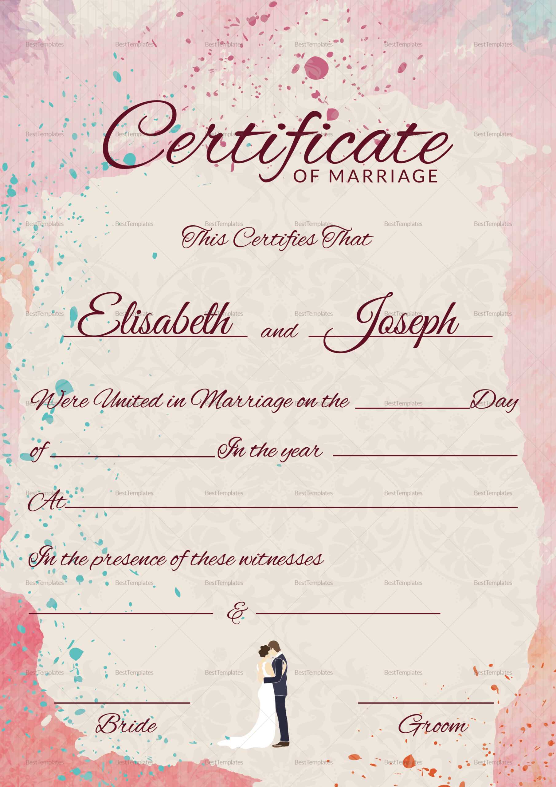 Marriage Certificate Design – Yeppe.digitalfuturesconsortium Regarding Blank Marriage Certificate Template