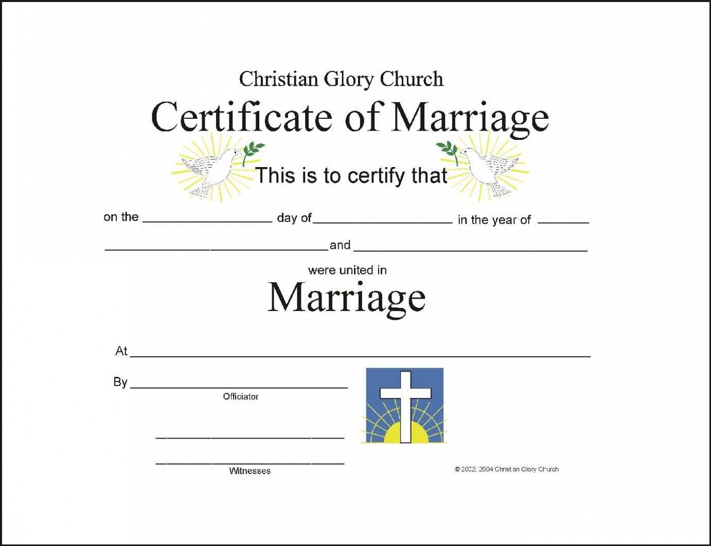 Marriage Certificate Template – Certificate Templates Intended For Blank Adoption Certificate Template