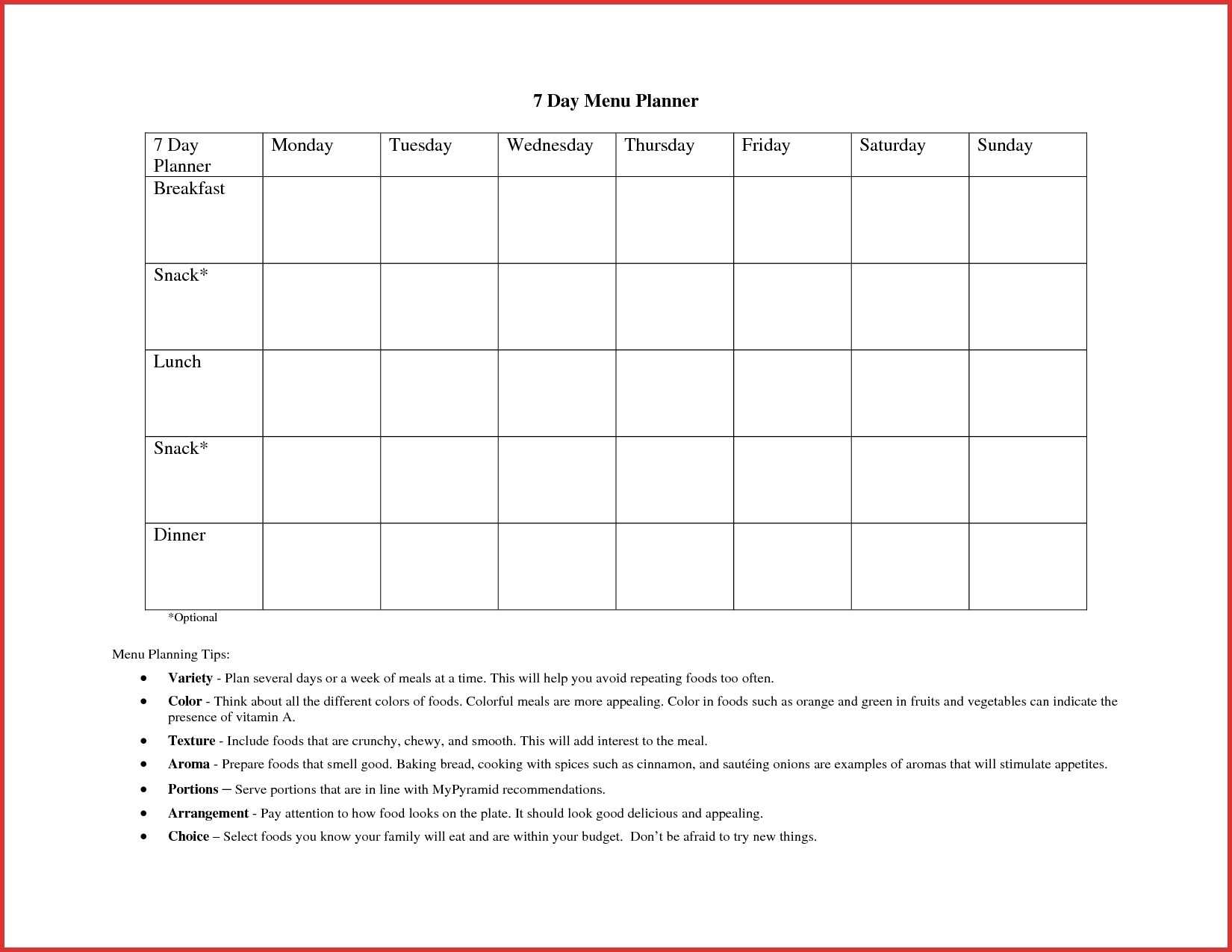 Meal Planning Template Word – Calep.midnightpig.co In Menu Planning Template Word