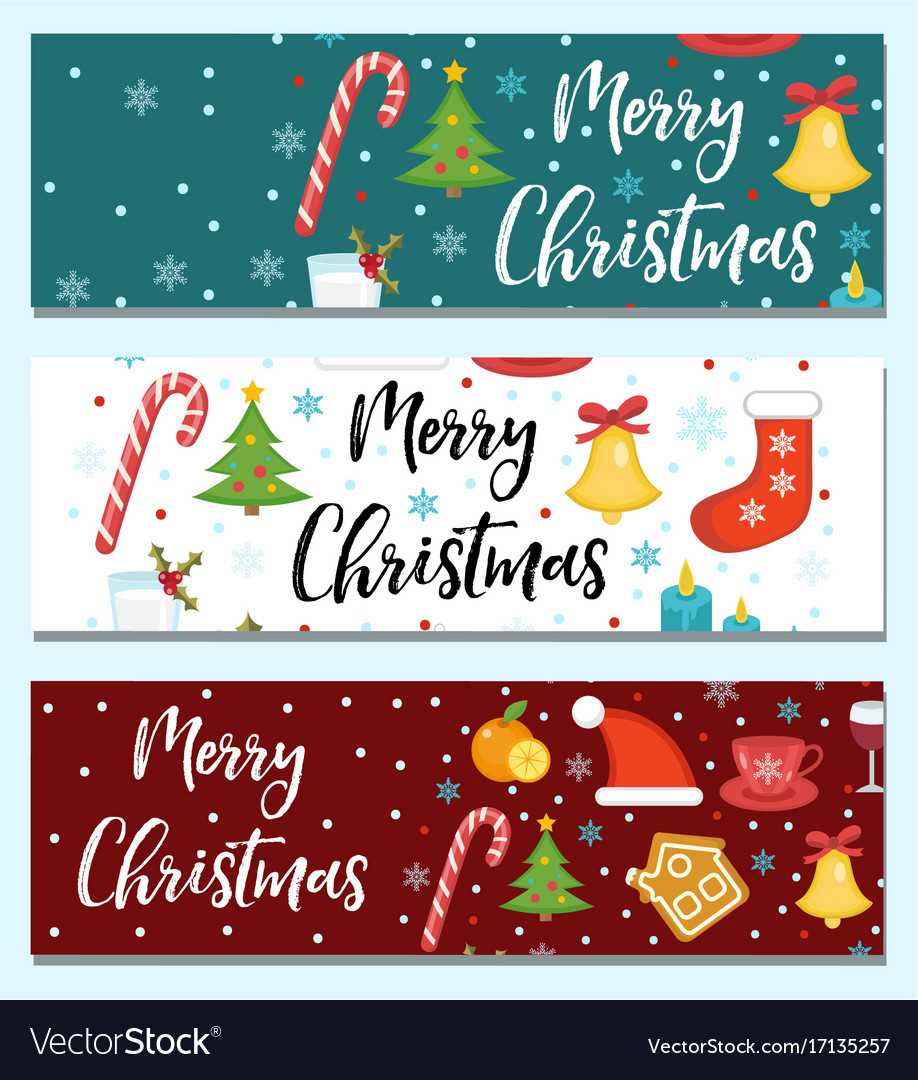 Merry Christmas Set Of Banners Template With Inside Merry Christmas Banner Template