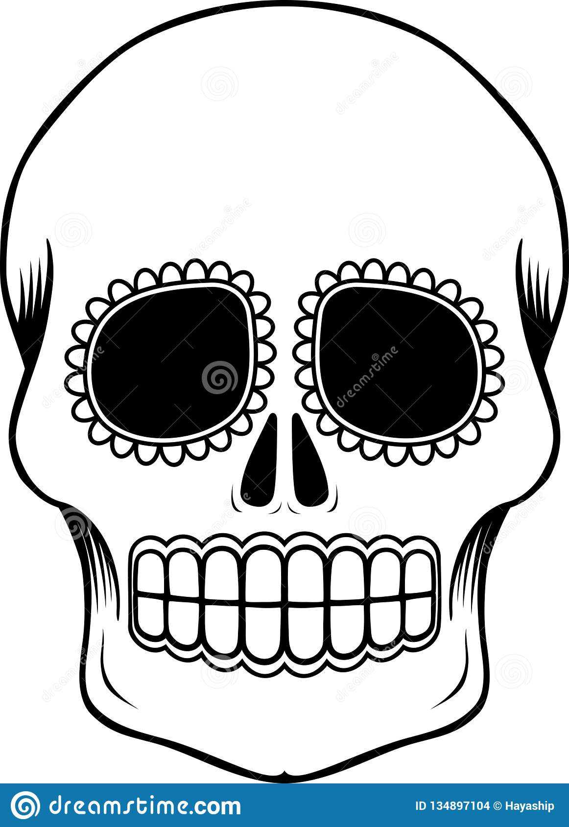 Mexican Sugar Skull Template Stock Vector - Illustration Of Intended For Blank Sugar Skull Template