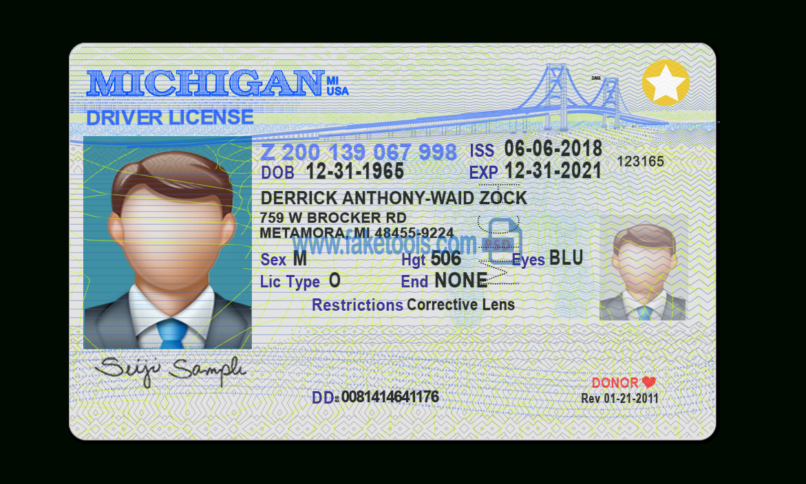 Michigan Driver License Psd Template Pertaining To Blank Drivers License Template