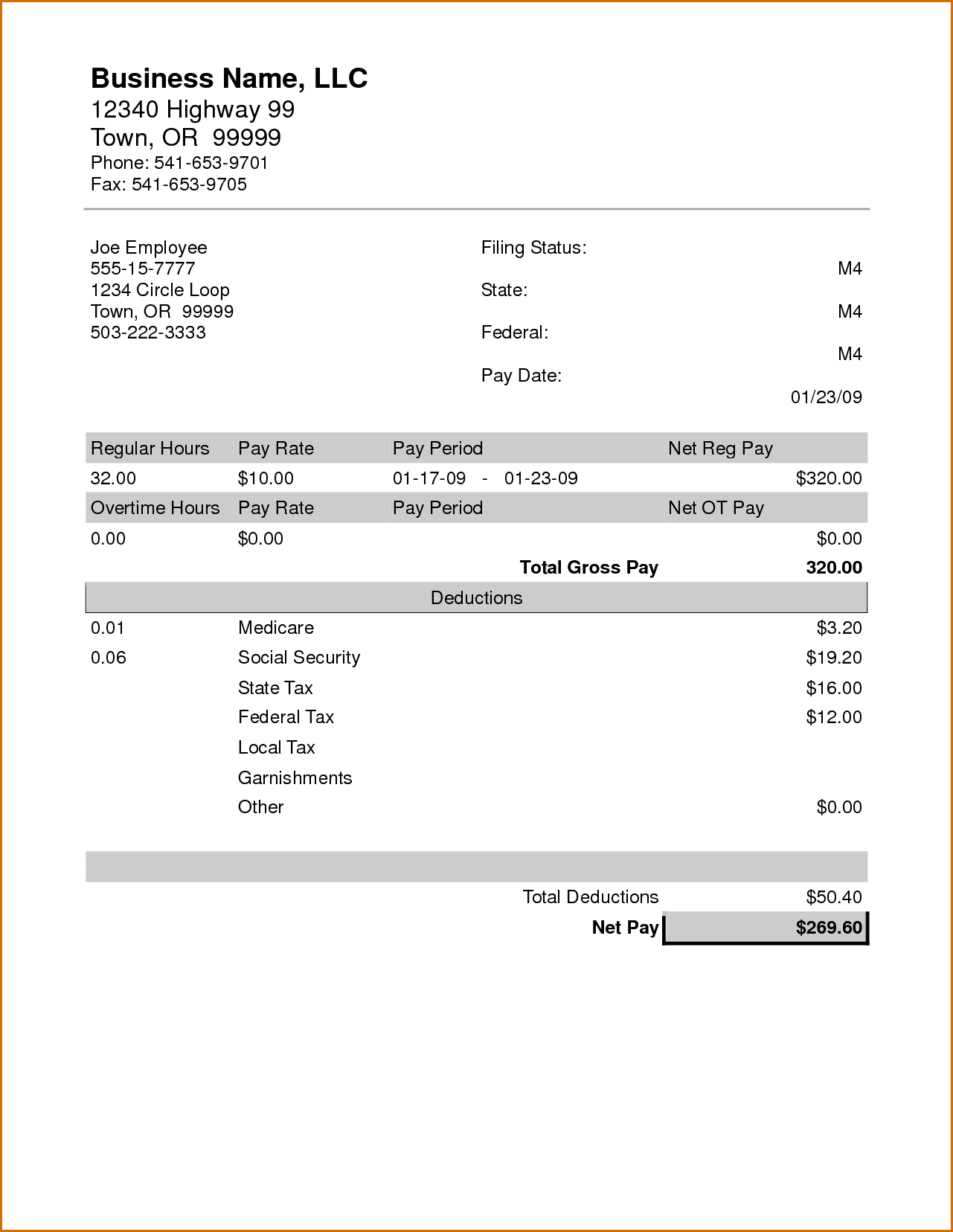 Microsoft Templates Payroll Stub | With Regard To Blank Pay Stubs Template