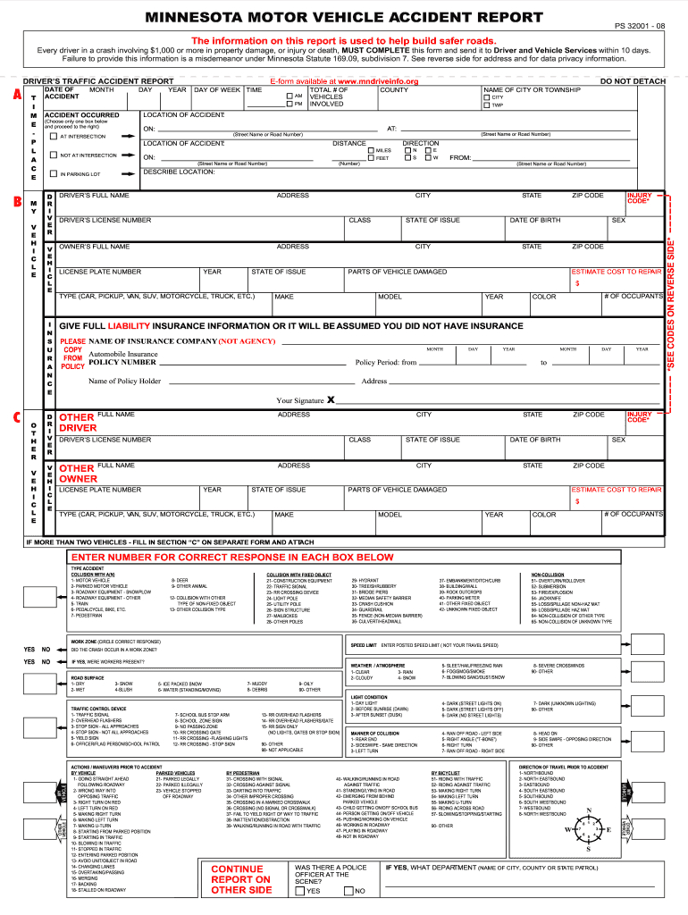 Minnesota Accident Report – Fill Out And Sign Printable Pdf Template |  Signnow Intended For Vehicle Accident Report Template