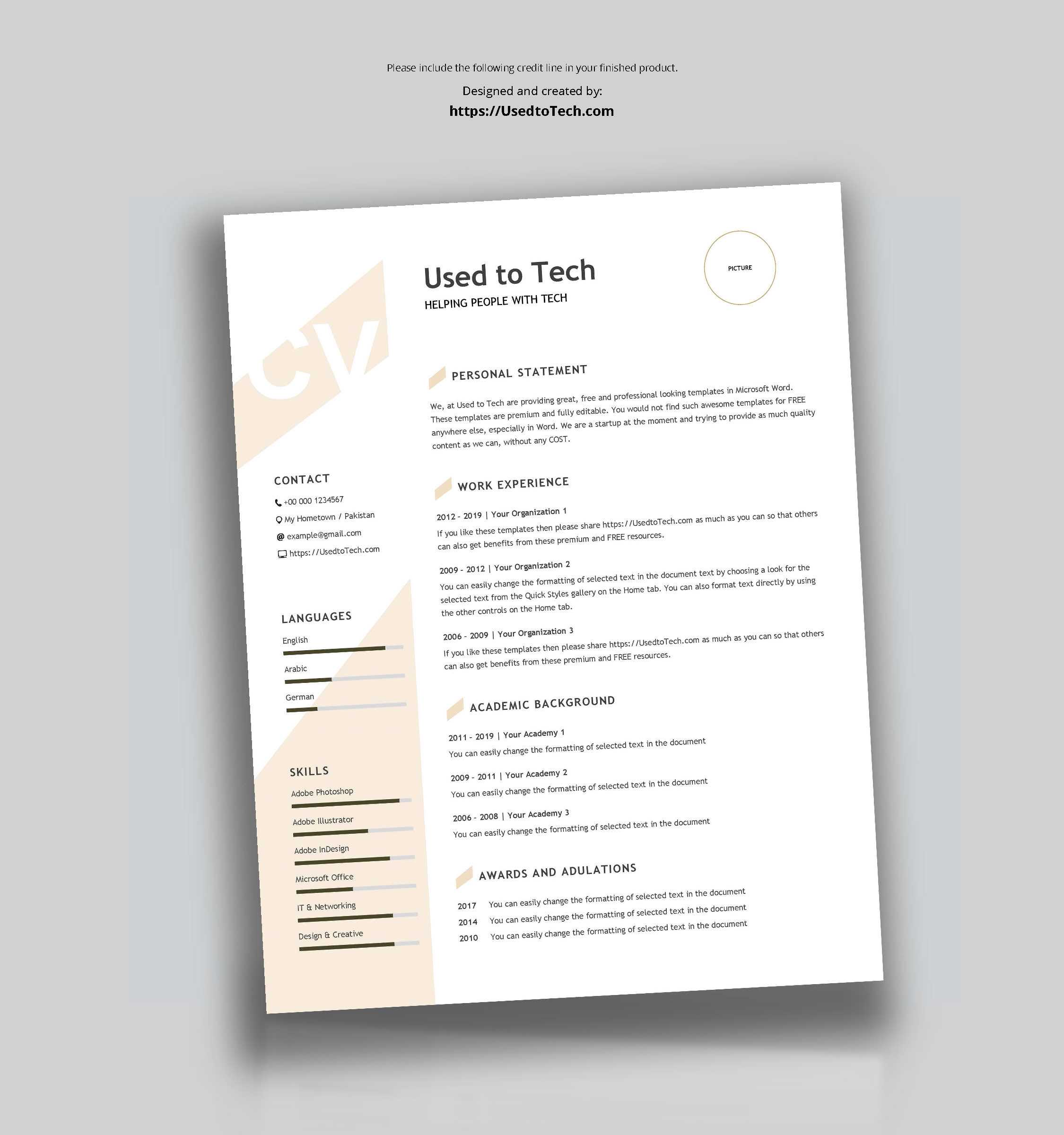 Modern Resume Template In Word Free - Used To Tech Within Microsoft Word Resume Template Free