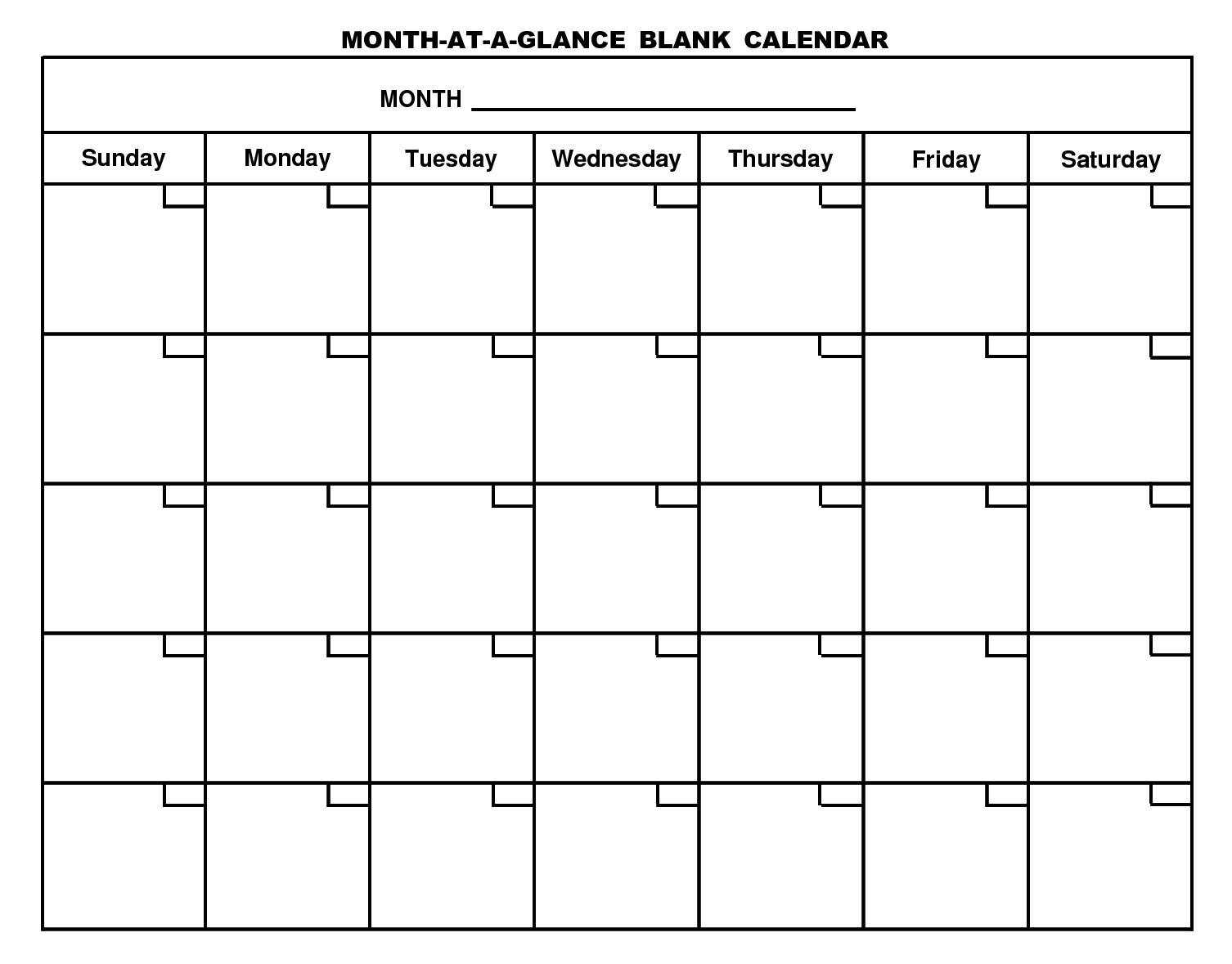 Month At A Glance Blank Calendar Template - Dalep.midnightpig.co Within Month At A Glance Blank Calendar Template