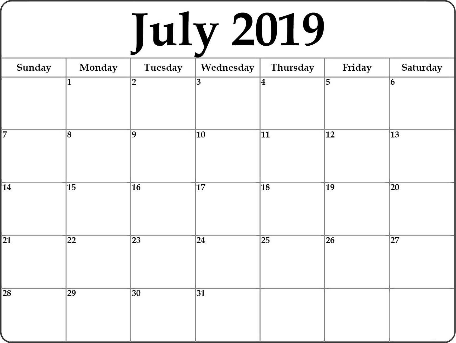 Month At A Glance Calendar Printable 2019 | Calendar Shelter With Month At A Glance Blank Calendar Template