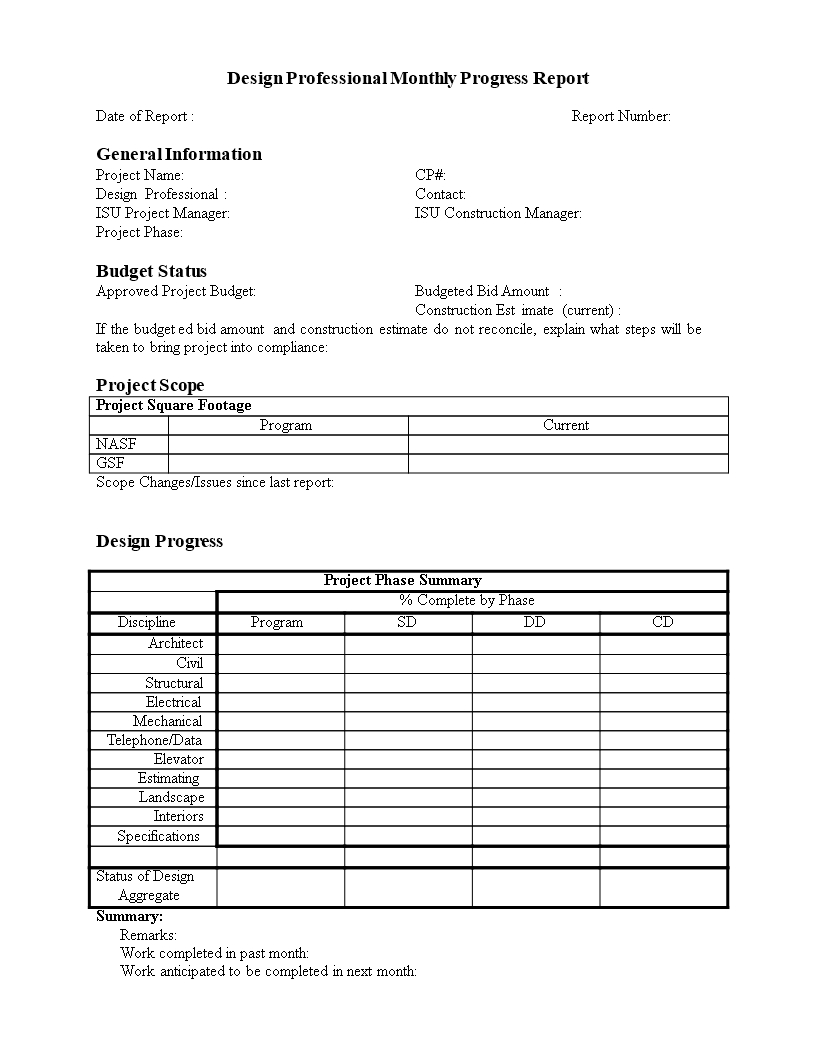 Monthly Progress Report In Word | Templates At In Progress Report Template For Construction Project