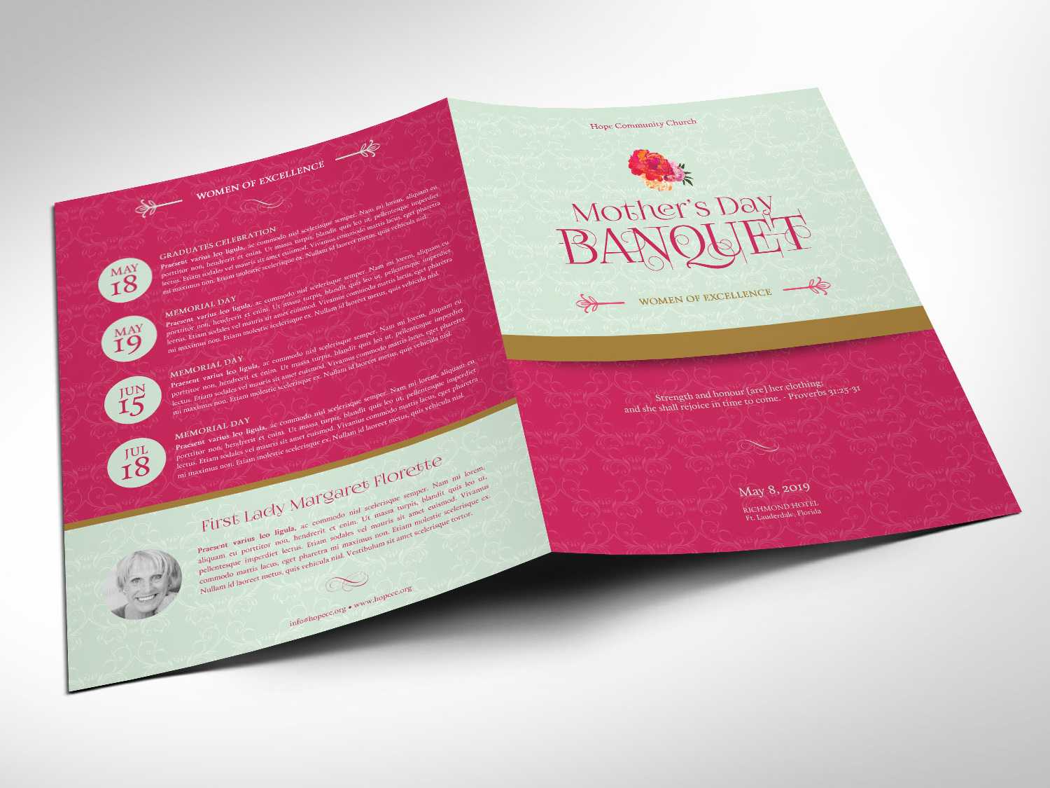 Mothers Day Event Program Word Publisher Template – Large Intended For Church Program Templates Word