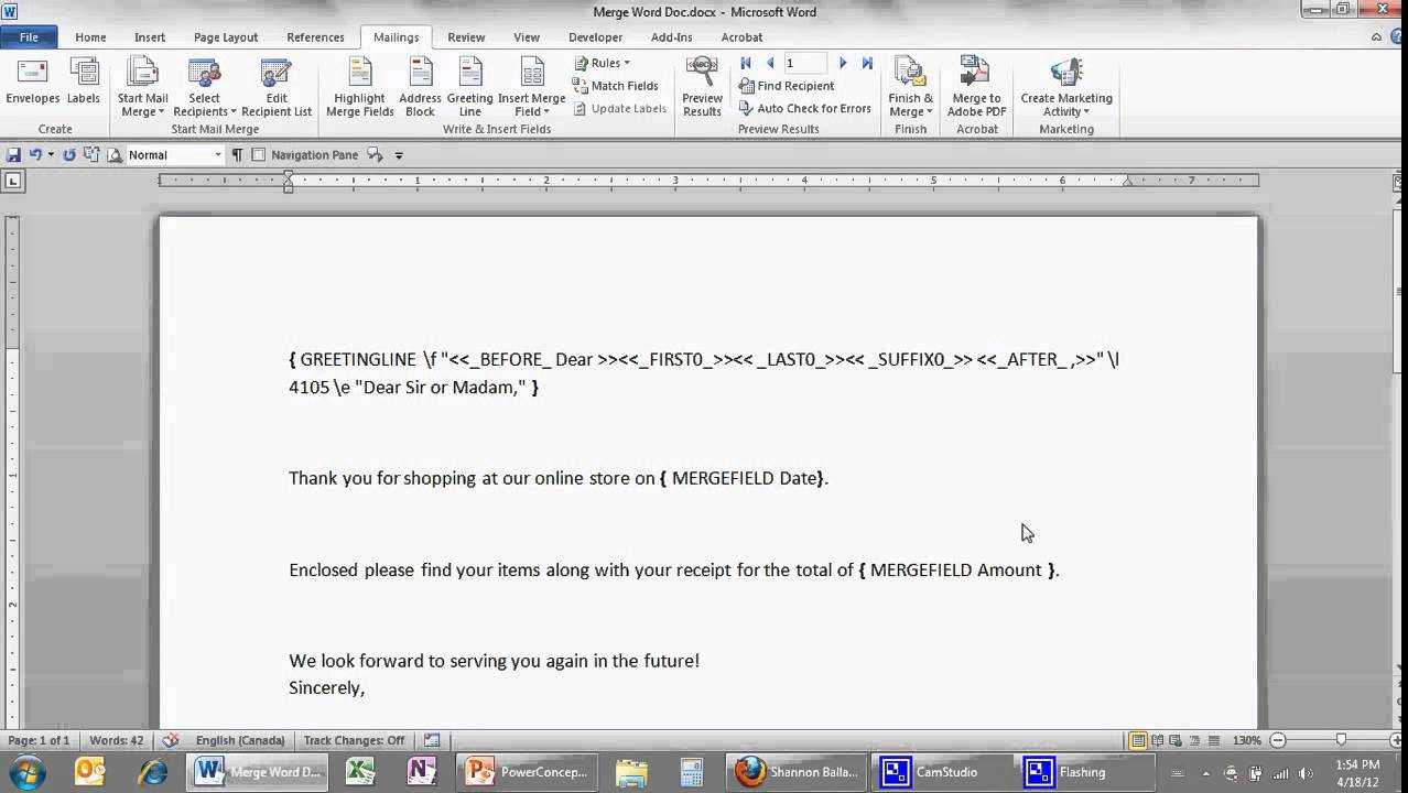 Ms Word 2010 – Mail Merge: Switches With Regard To How To Create A Mail Merge Template In Word 2010