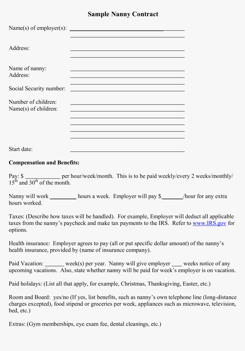 Nanny Contract Template Babysitter Pdf Fill Online Within Nanny Contract Template Word