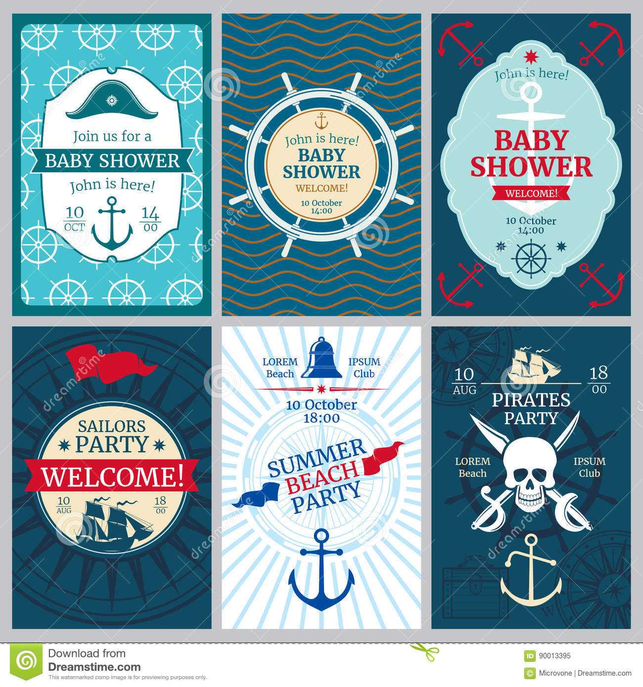 Nautical Baby Shower, Birthday, Beach Party Vector Intended For Nautical Banner Template