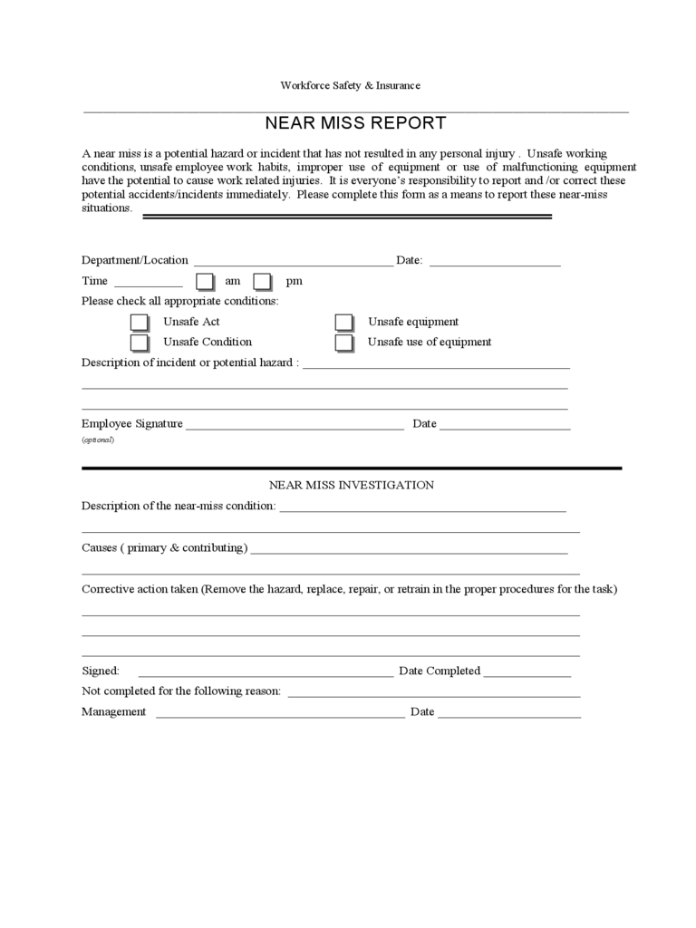 Near Miss Reporting Form – 2 Free Templates In Pdf, Word Intended For Near Miss Incident Report Template