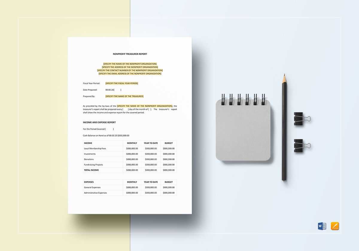 Non Profit Treasurer Report Template Within Non Profit Treasurer Report Template