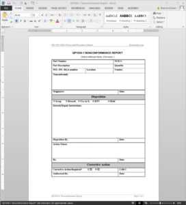 Nonconformance Report Iso Template | Qp1030-1 within Non Conformance Report Template