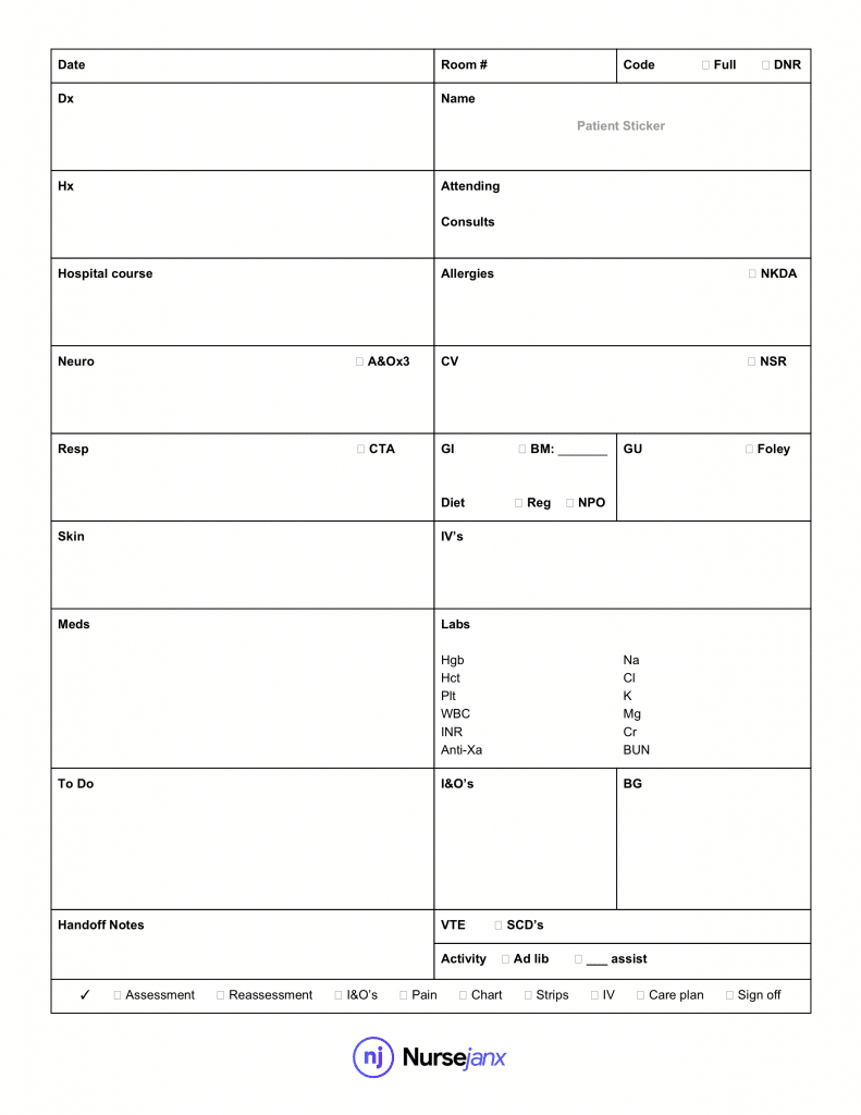 Nursing Report Sheet Template – Nursejanx Store With Nurse Report Sheet Templates