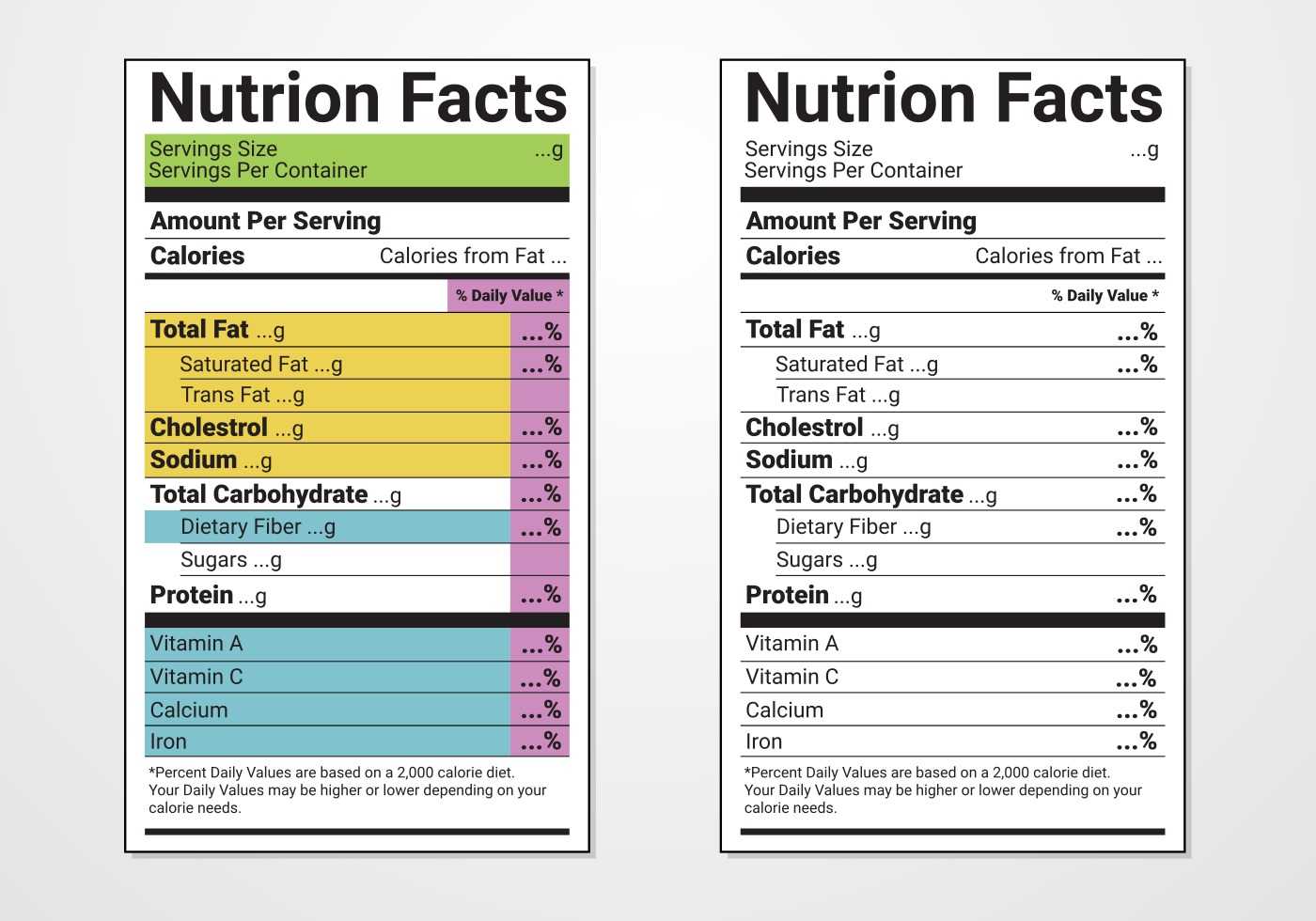 Nutrition Facts Label Vector Templates – Download Free Throughout Blank Food Label Template