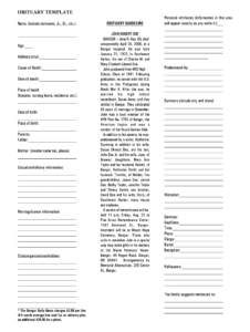 Obituary Template - Fill Online, Printable, Fillable, Blank in Fill In The Blank Obituary Template