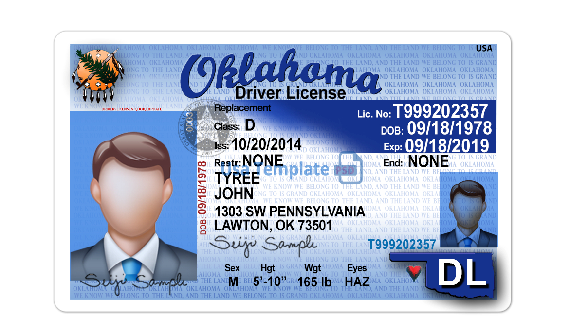 Oklahoma Driver License Template For Blank Drivers License Template