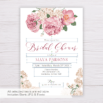 Old Rose Flowers Romantic Bridal Shower Invitation Template Intended For Blank Bridal Shower Invitations Templates