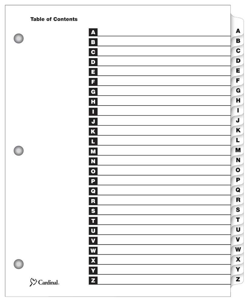 Onestep® Printable Table Of Contents Dividers, A Z, White Inside Blank Table Of Contents Template Pdf