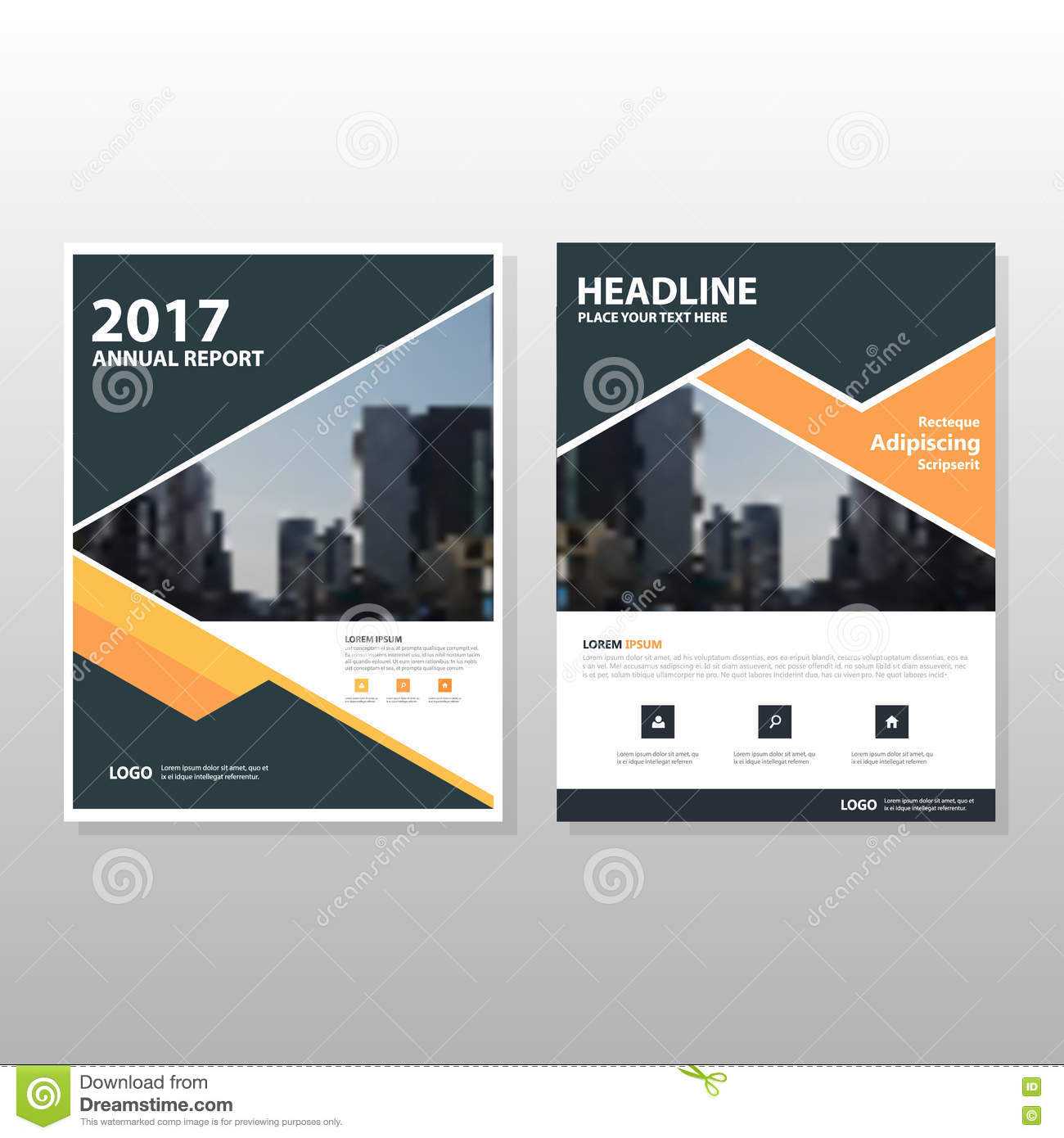 Orange Black Triangle Vector Annual Report Leaflet Brochure With Annual Report Template Word Free Download