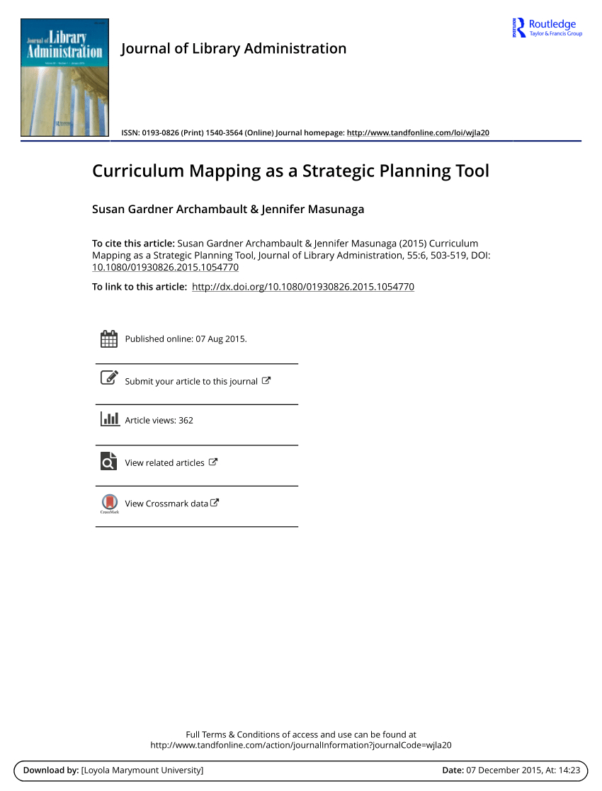 Pdf) Curriculum Mapping As A Strategic Planning Tool With Blank Curriculum Map Template
