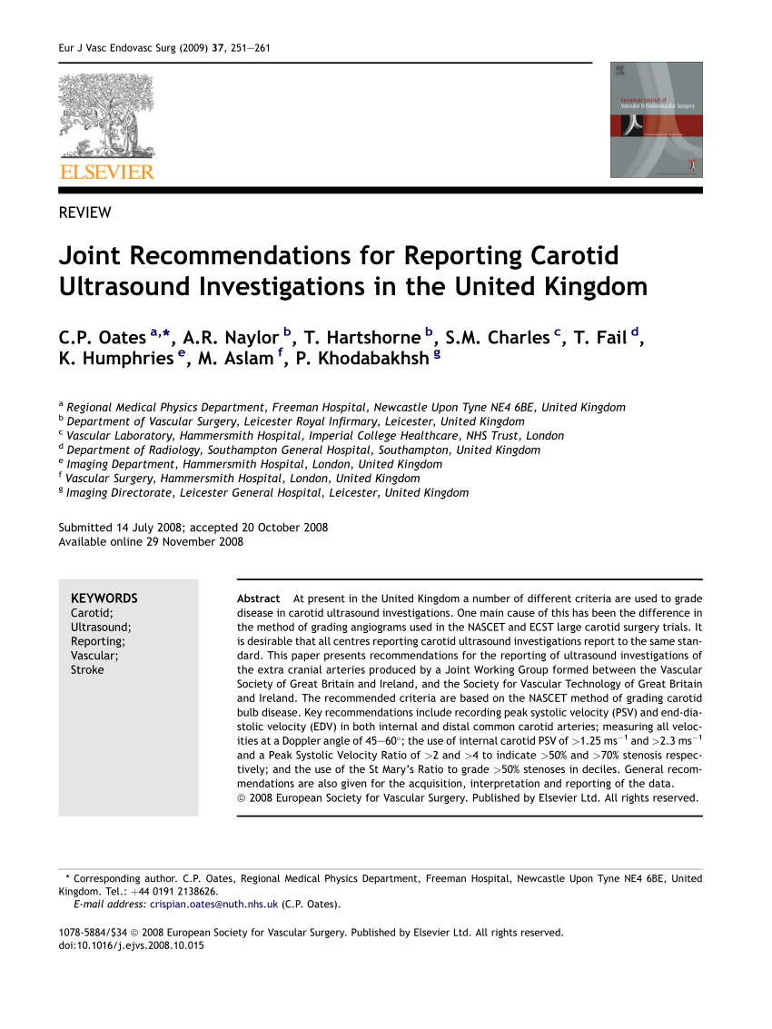 Pdf) Joint Recommendations For Reporting Carotid Ultrasound Intended For Carotid Ultrasound Report Template