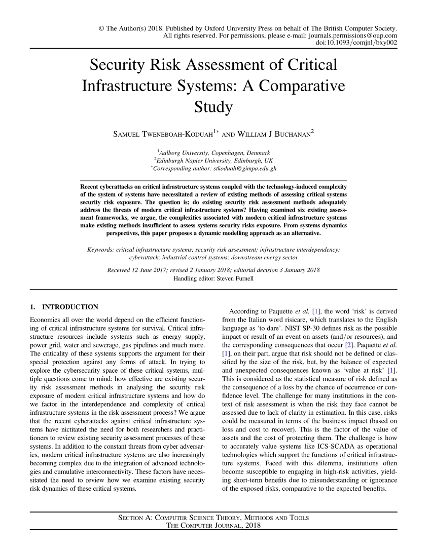 Pdf) Security Risk Assessment Of Critical Infrastructure With Regard To Physical Security Risk Assessment Report Template