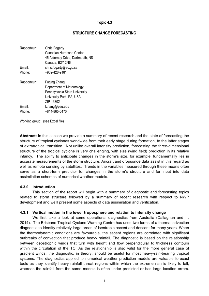 Pdf) Structure Change Forecasting – Rapporteur Report, Topic 4.3 With Rapporteur Report Template