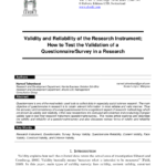 Pdf) Validity And Reliability Of The Research Instrument Throughout Reliability Report Template