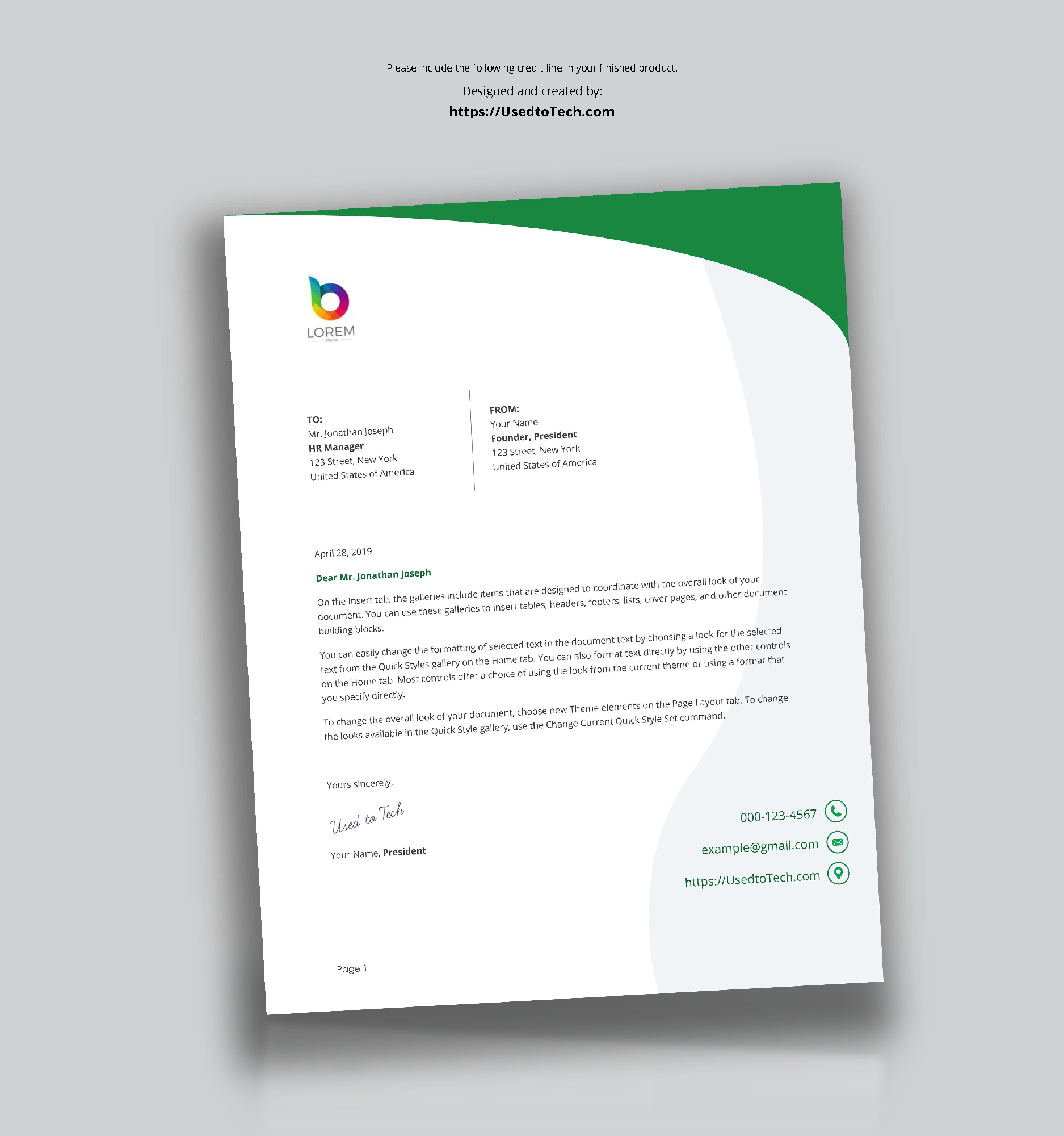 Perfect Letterhead Design In Word Free - Used To Tech With Regard To Free Letterhead Templates For Microsoft Word