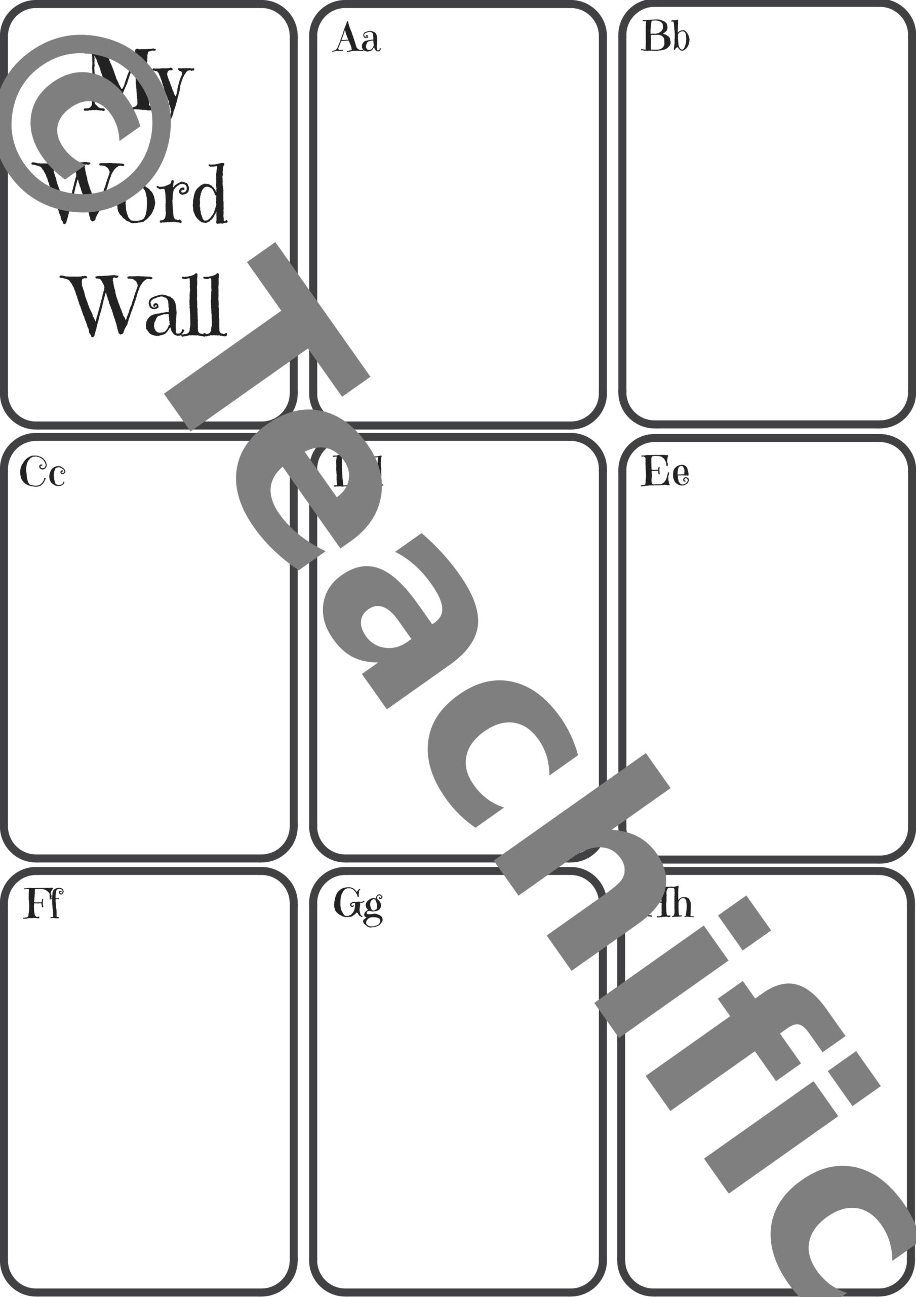 Personal Word Wall Set 1 A Z Template | Teachific For Personal Word Wall Template