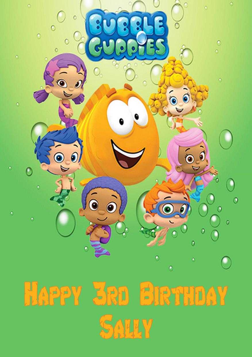 Personalised Bubble Guppies Birthday Card With Bubble Guppies Birthday Banner Template