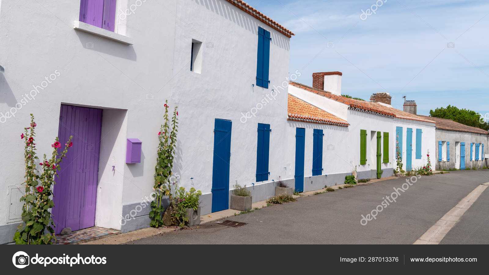Picturesque Street White Houses France Web Banner Template Inside Street Banner Template