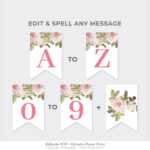 Pink Roses Party Banner Template, Printable Blush Pink Floral Pennant,  Rustic Bridal Shower Banner, Custom Banner Instant Download Fbrs27 with regard to Bridal Shower Banner Template