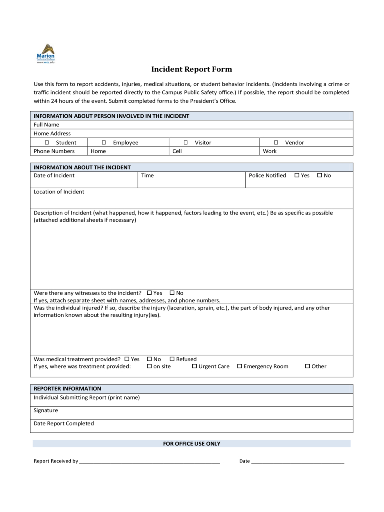 Police Incident Report Form - 3 Free Templates In Pdf, Word With Incident Report Form Template Word