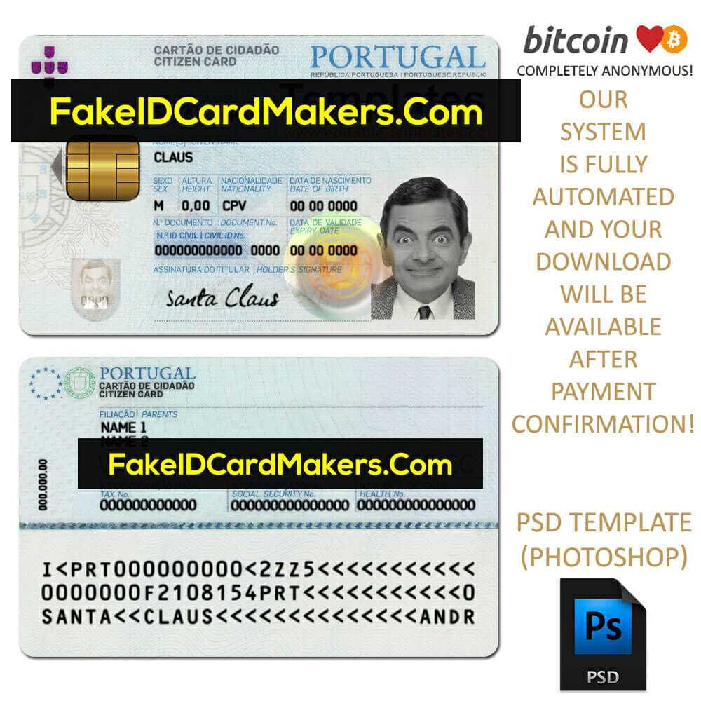 Portugal Id Card Template Psd Editable Fake Download With Regard To Blank Social Security Card Template Download