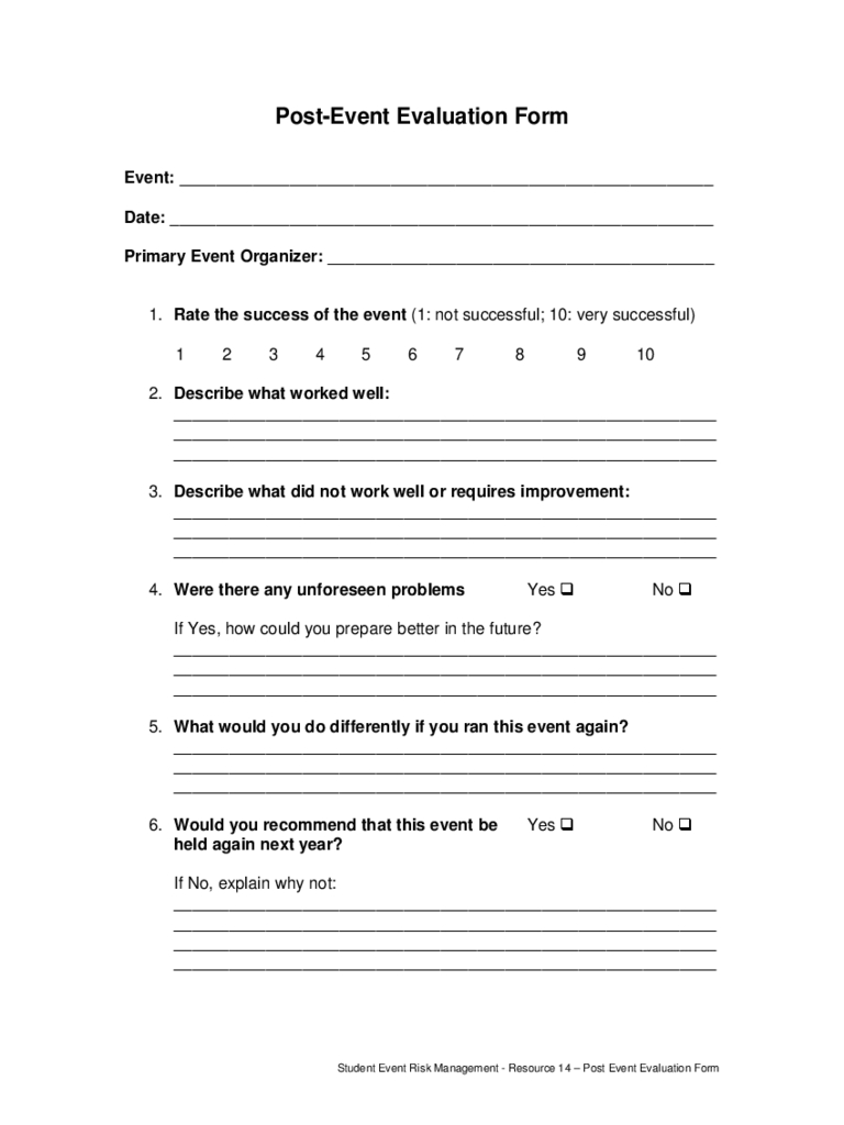Post Event Evaluation Template Free Download – Calep In Event Debrief Report Template
