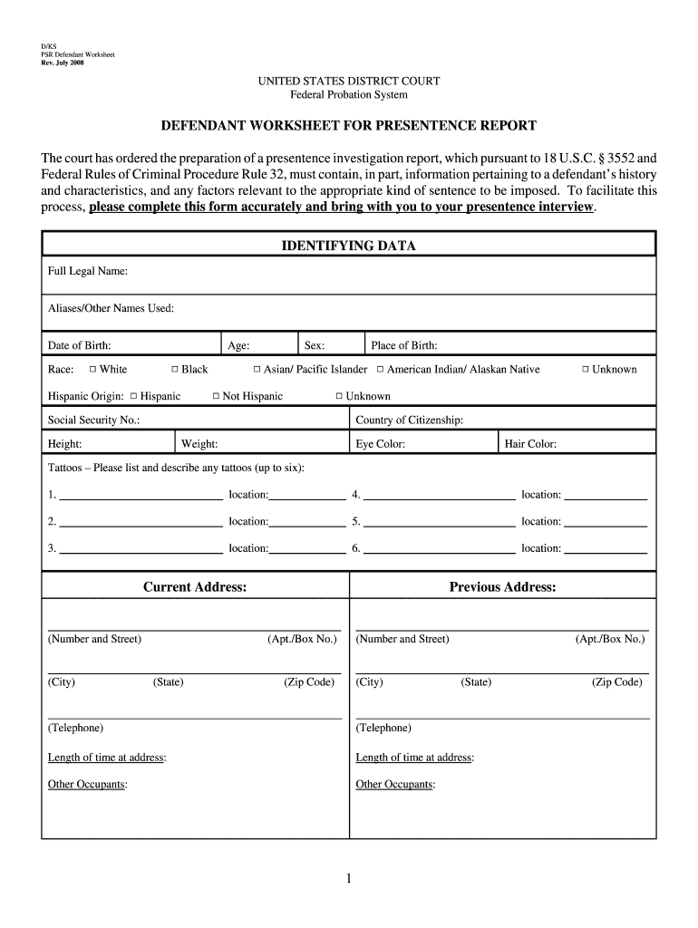 Presentence Investigation – Fill Out And Sign Printable Pdf Template |  Signnow Inside Presentence Investigation Report Template