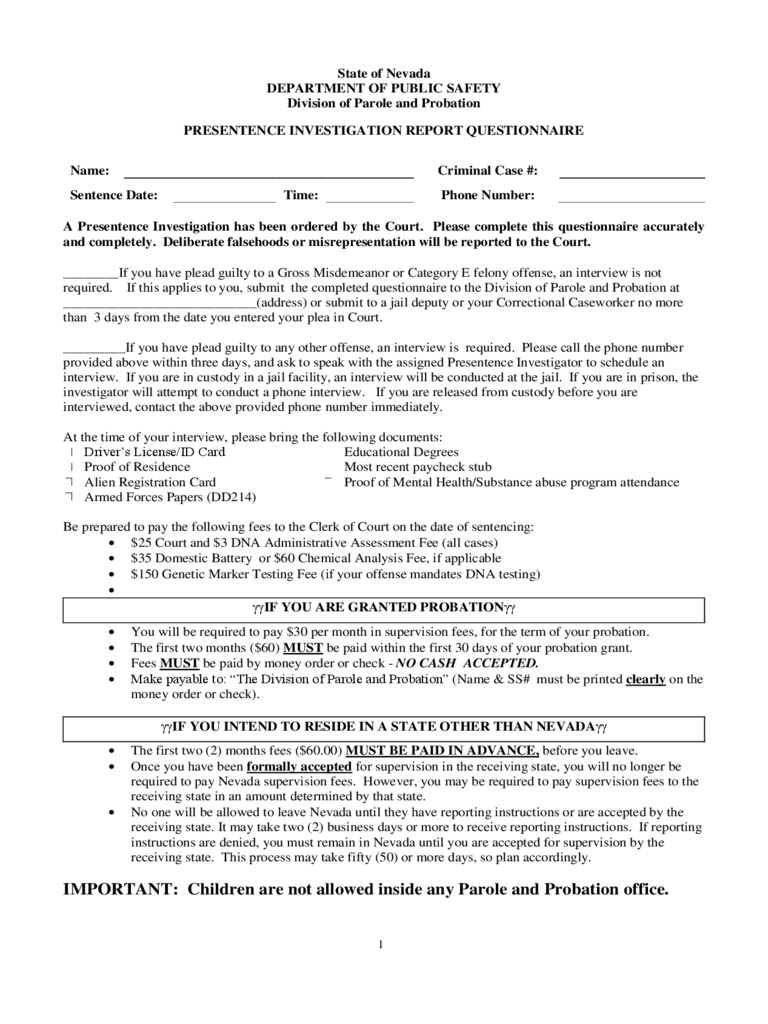 Presentence Investigation Report Form - 2 Free Templates In Intended For Presentence Investigation Report Template