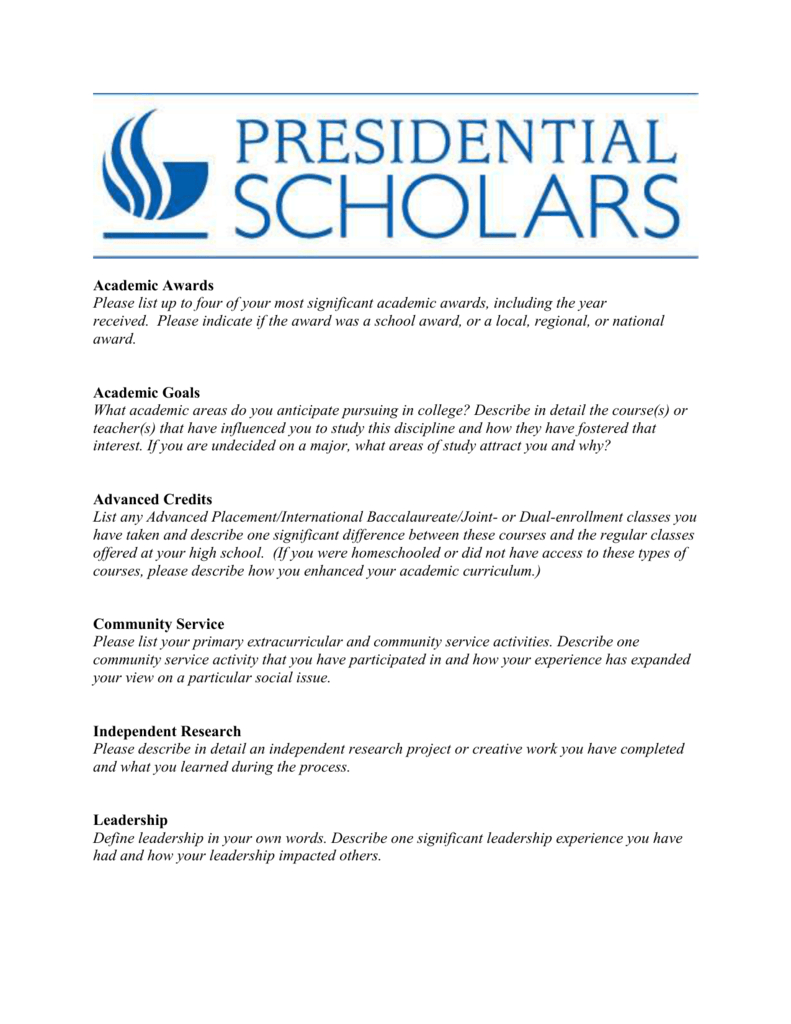 Presidential Scholarship Word Template – Honors College With Regard To Community Service Template Word