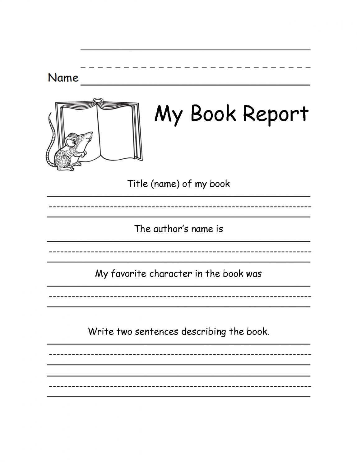 Printable 1St Or 2Nd Grade Book Report Formkellys3Ps With 1St Grade Book Report Template