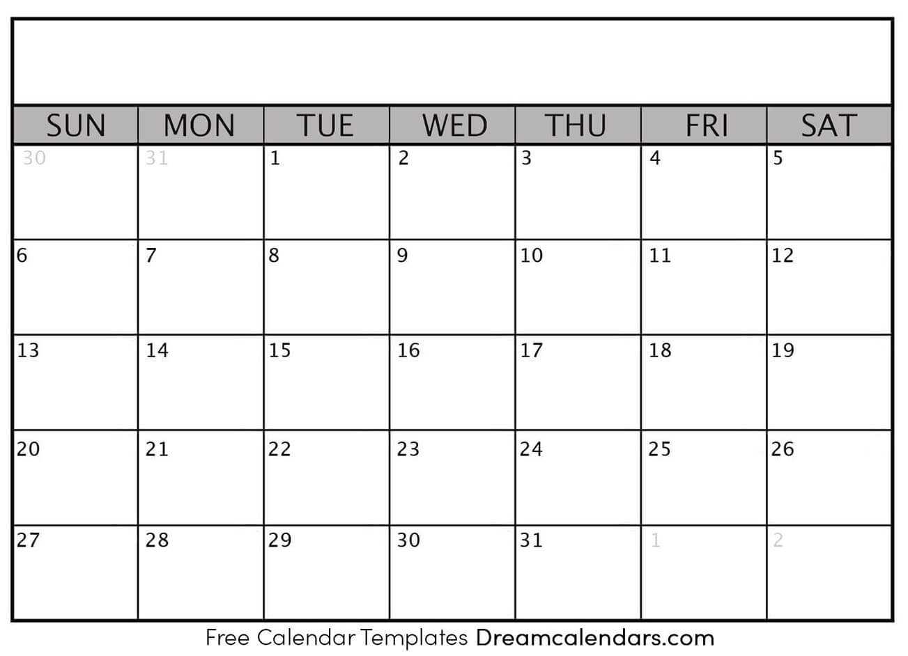 Printable Blank Calendar 2020 | Dream Calendars Within Blank Calender Template