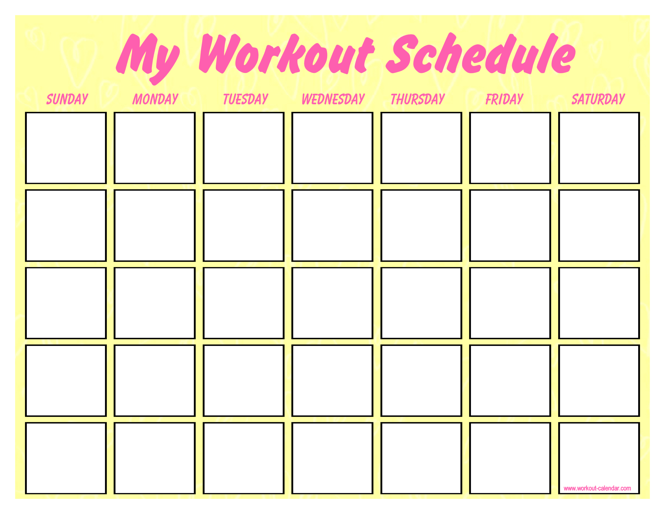 Printable Blank Workout Schedule | Templates At In Blank Workout Schedule Template