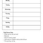 Printable Cleaning Schedule Form For Daily & Weekly Cleaning Regarding Blank Cleaning Schedule Template