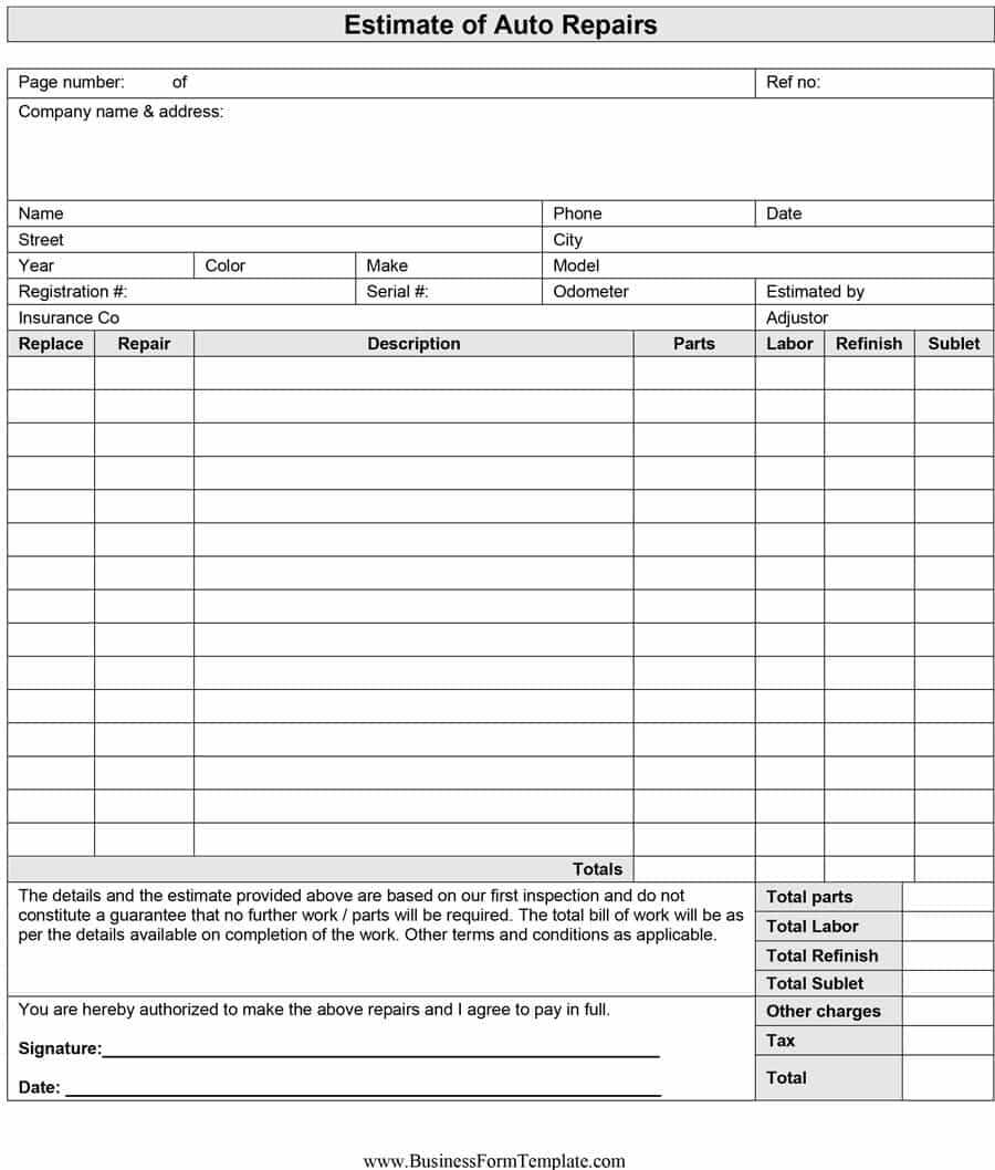 Printable Estimate Sheets – Calep.midnightpig.co Pertaining To Blank Estimate Form Template