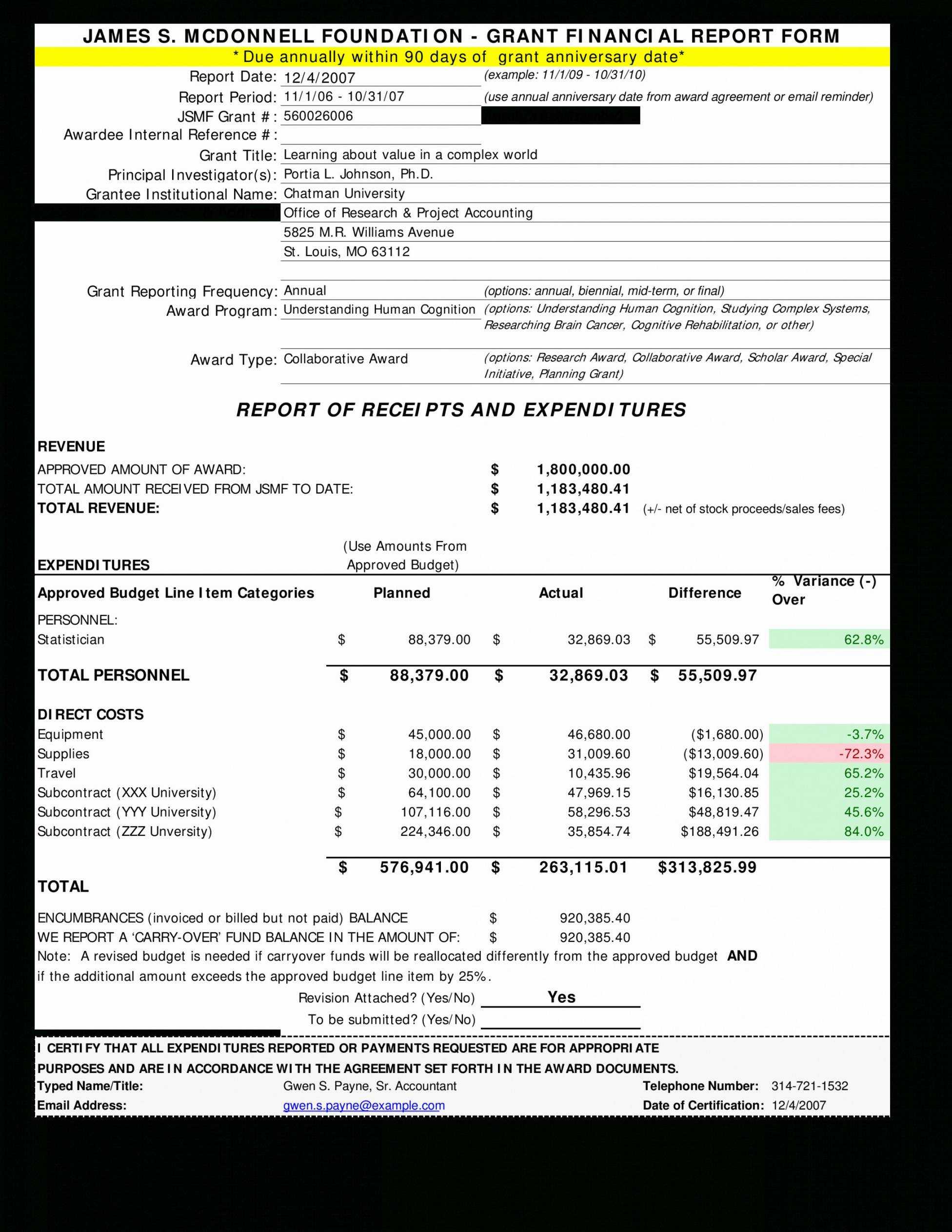 Printable Grant Financial Report Template Best Of Pertaining To Fundraising Report Template