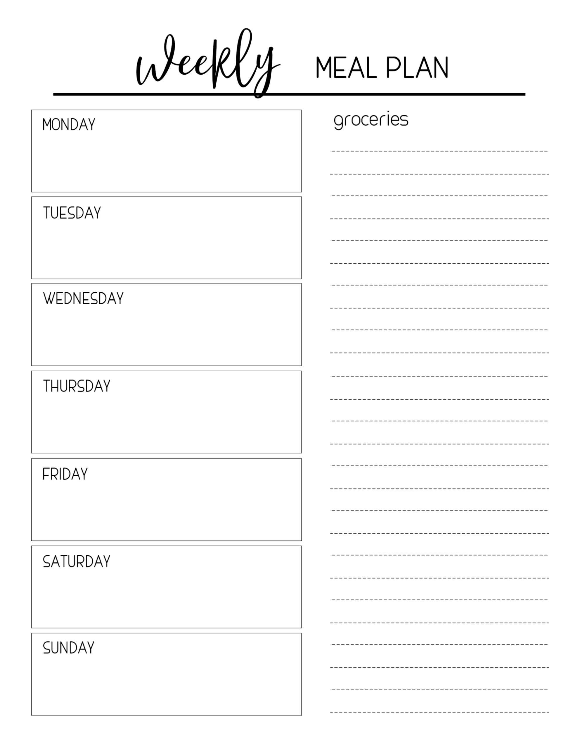 Printable Meal Planning Template – Paper Trail Design Pertaining To Blank Meal Plan Template